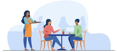 Two women sitting in cafe